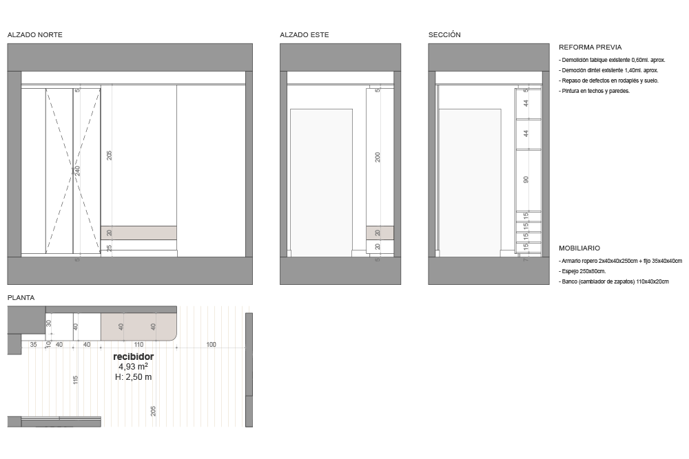 JFM Arquitecto - Planos de proyecto de Apartamento FH Recibidor
